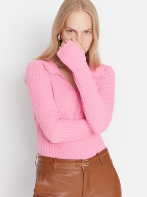 Slim fit priliehavý sveter Trendyol ružová