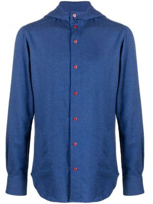 Памучна риза с качулка Kiton синьо