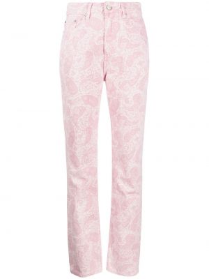 Skinny džíny s potiskem s paisley potiskem Ganni růžové