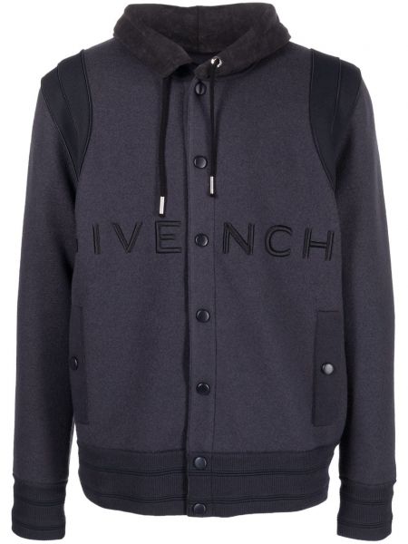Kapuutsiga tikitud jakk Givenchy sinine