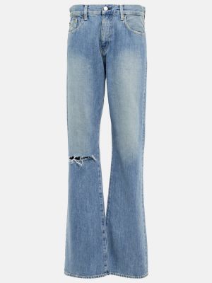 Obnosené džínsy s rovným strihom s vysokým pásom Junya Watanabe modrá
