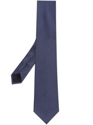 Jedwabny krawat w grochy z nadrukiem Brioni niebieski