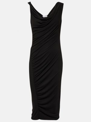 Бархатное платье миди из джерси Velvet черное