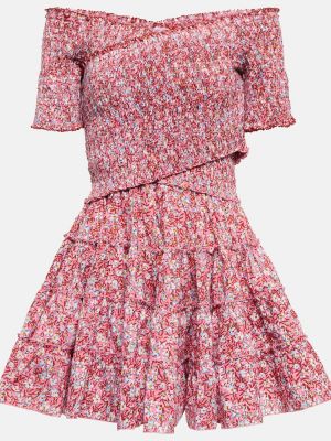 Pamučna haljina s cvjetnim printom Poupette St Barth ružičasta
