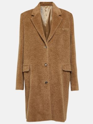 Шерстяное пальто из альпаки TotÊme коричневое