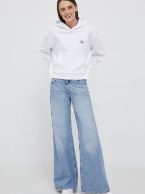 Bluza z kapturem bawełniana Calvin Klein Jeans biała