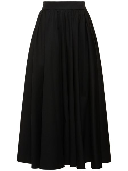 Plisovaná bavlnená dlhá sukňa Patou čierna