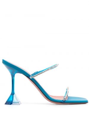 Sandales à imprimé en cristal Amina Muaddi bleu