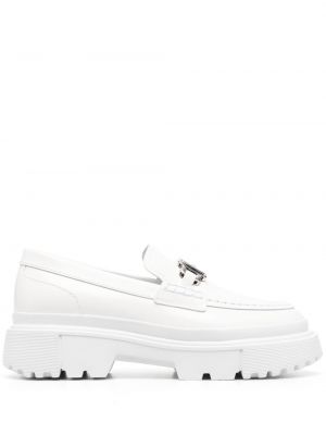 Pantofi loafer cu platformă cu cataramă Hogan alb