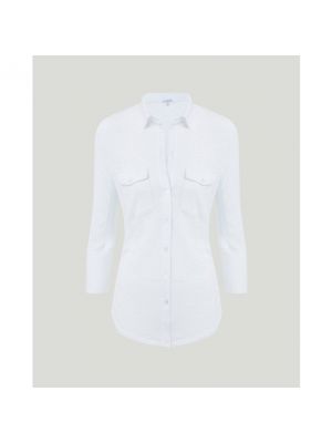 Camisa de algodón con bolsillos James Perse blanco