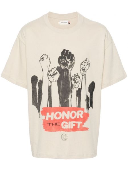 Medvilninis marškinėliai Honor The Gift smėlinė