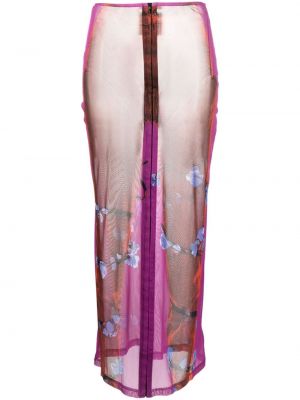 Priehľadná džínsová sukňa s potlačou Y/project ružová