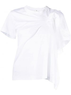 Koszulka bawełniana z falbankami z krótkim rękawem Noir Kei Ninomiya - biały