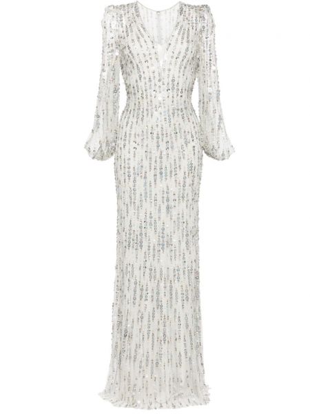 Ίσιο φόρεμα με παγιέτες Jenny Packham γκρι