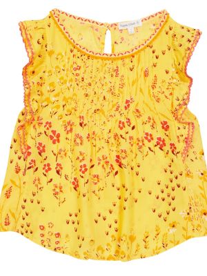 Rav floral bluse for jenter Poupette St Barth Kids gul