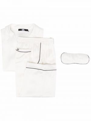 Сатенена пижама Karl Lagerfeld бяло