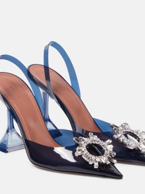 Полуотворени обувки с отворена пета Amina Muaddi синьо