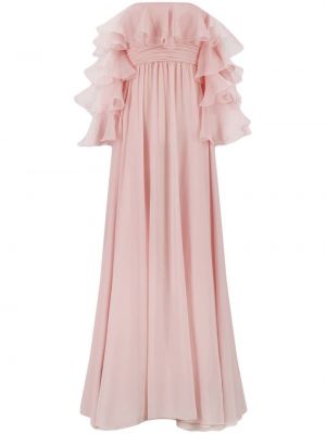 Копринена вечерна рокля с волани Giambattista Valli розово