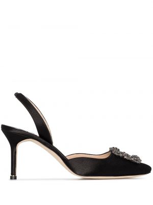 Slingback satiini Manolo Blahnik musta