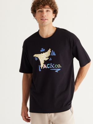 Oversized μπλούζα με σχέδιο με κοντό μανίκι Ac&co / Altınyıldız Classics μαύρο