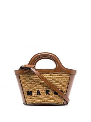 Τσάντα shopper με τροπικά μοτίβα με κέντημα Marni καφέ