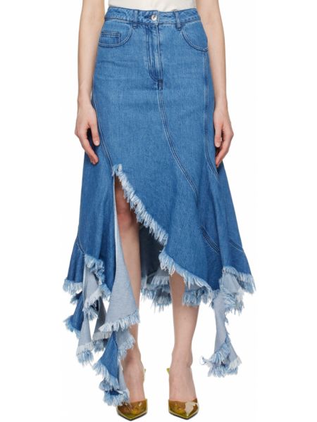 Джинсовая юбка с бахромой Marques Almeida синяя