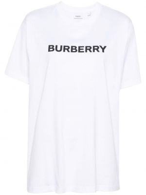 Памучна тениска с принт Burberry бяло