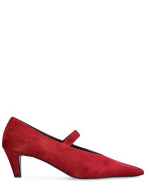 Велурени полуотворени обувки Toteme червено