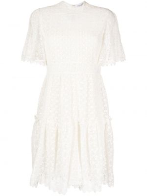 Čipkované mini šaty Christian Dior biela
