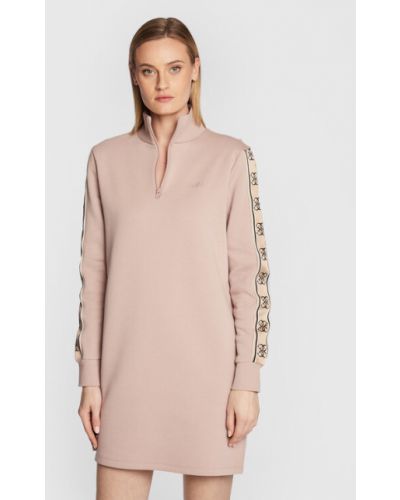 Laza szabású gyapjú kötött ruha Guess - rózsaszín