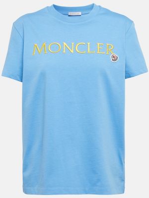 Bavlněné tričko jersey Moncler modré