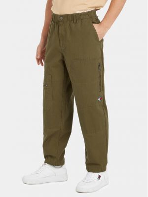 Voľné bavlnené priliehavé nohavice Tommy Jeans zelená