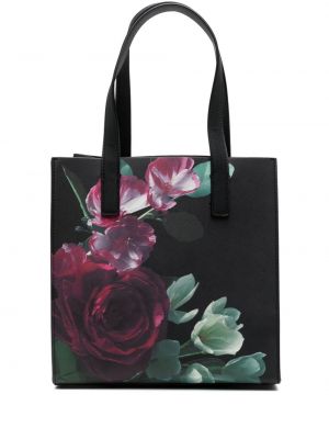 Nakupovalna torba s cvetličnim vzorcem s potiskom Ted Baker črna