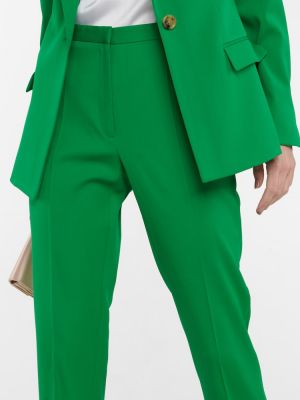 Vlněné rovné kalhoty Oscar De La Renta zelené