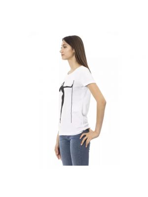 Koszulka bawełniana z nadrukiem z krótkim rękawem Trussardi biała