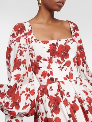Bombažna obleka s cvetličnim vzorcem Emilia Wickstead rdeča