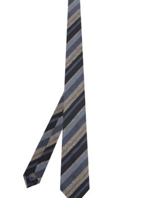 Шелковый шерстяной галстук Brioni синий