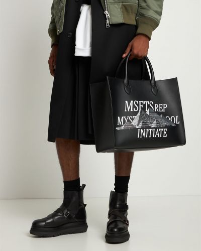 Kožená shopper kabelka s potiskem z imitace kůže Msftsrep černá