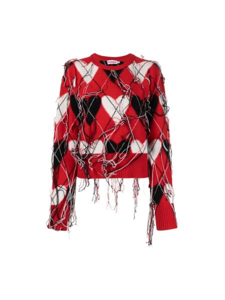 Sweter z frędzli oversize Loverboy By Charles Jeffrey czerwony