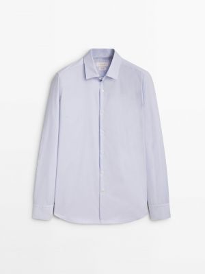 Приталенная рубашка Massimo Dutti голубая