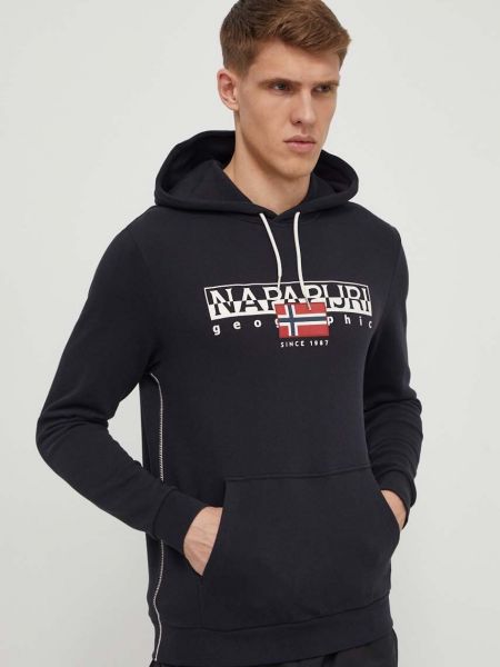 Pamučna hoodie s kapuljačom Napapijri crna