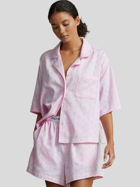 Жаккардовая пижама Polo Ralph Lauren розовая