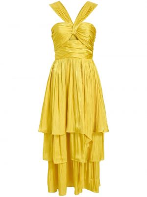 Jedwabna sukienka midi Cinq A Sept żółta