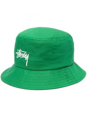 Bavlnená čiapka s výšivkou Stüssy zelená