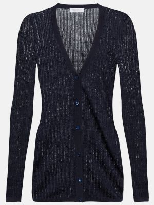 Cárdigan de seda de cachemir de tela jersey Gabriela Hearst azul
