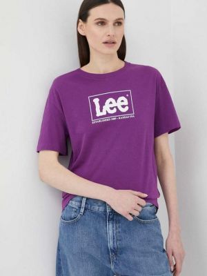 Хлопковая футболка Lee фиолетовая