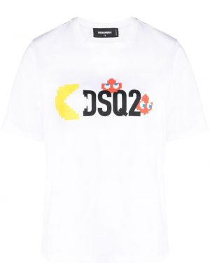 Bavlněné tričko s potiskem Dsquared2 bílé