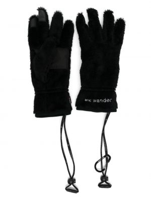 Fleecové rukavice s výšivkou And Wander čierna