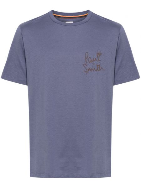 Bavlněné tričko s potiskem Paul Smith fialové