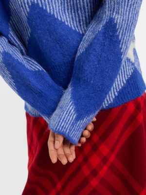 Kostkovaný svetr z alpaky Burberry modrý